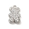 Brass Micro Pave Cubic Zirconia Pendants, Lead Free & Cadmium Free, Long-Lasting Plated, Bear Charm, Platinum, 14x9x3mm, Hole: 1.2mm
