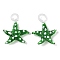 Handmade Lampwork Pendants, Starfish, Green, 34~40x31~36.5x6~9mm, Hole: 3~7mm