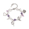 Alloy Heart & Fairy Charm Bracelets, Acrylic & ABS Plastic Pearl Beaded Bracelet for Women, Blue Violet, 7 inch(17.7cm)