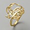 Adjustable Brass Ring Components, Twist Flower Ring Settings for Gemstone, Pearl, Golden, Inner Diameter: 17mm