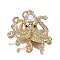 Brass Micro Clear & Black Cubic Zirconia Pendants, Long-Lasting Plated, Octopus Shape, Real 18K Gold Plated, 22x21x7mm, Hole: 3.6mm