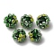 Handmade Lampwork Beads, Rondelle with Flower, Bumpy, Sea Green, 14~15x12~13mm, Hole: 1.5~1.8mm