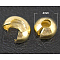 Brass Crimp Beads Covers, Nickel Free, Golden Color, Size: About 4mm In Diameter, Hole: 1.5~1.8mm