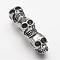 304 Stainless Steel Slide Charms, Skull, Antique Silver, 48.5x11x20mm, Hole: 6mm