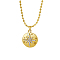 Stainless Steel Rhinestone Flat Round with Star Pendant Necklaces, Ball Chain Necklace for Women, Real 18K Gold Plated, 16-1/2 inch(42cm)