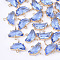 Transparent Glass Links connectors, with Brass Findings, Faceted, Half Round, Light Gold, Royal Blue, 14x16x5mm, Hole: 1.2mm