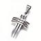 Tarnish Resistant 304 Stainless Steel Pendants, Frosted & Smooth Surface, Cross, Stainless Steel Color, 28x20x5mm, Hole: 7x5mm