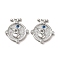 Brass Micro Pave Clear Cubic Zirconia Pendants, Cadmium Free & Nickel Free & Lead Free, Flat Round with Angel Pattern, Real Platinum Plated, 23x20.5x4mm, Hole: 1mm