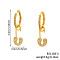 Geometric Paperclip Brass Clear Cubic Zirconia Brooch Hoop Earrings, Valentine's Day, Golden, 51x14mm