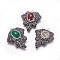 Natural Dyed Jade and Druzy Agate Pendants, with Polymer Clay Rhinestone and Brass Findings, Maple Leaf, Platinum, 38~41x31~33x8mm, Hole: 1.8mm