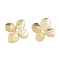 Brass Bead Caps, 4-Petal Flower, Real 18K Gold Plated, 14x14x1.5mm, Hole: 1.6mm
