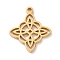 304 Stainless Steel Hollow Pendants, Knot, Golden, 19x16x1mm, Hole: 1.5mm