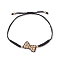 Brass & Nylon Thread Braided Bead Bracelets for Women, Bowknot, Black, Inner Diameter: 2-3/4 inch(7cm)