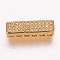 Brass Micro Pave Cubic Zirconia Pendants, Multi-strand Links, Rectangle, Golden, 5x18x4mm, Hole: 1.5x2mm