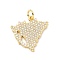 Brass Micro Pave Cubic Zirconia Pendants, with Jump Ring, Cadmium Free & Lead Free, Real 18K Gold Plated, Map, Clear, 18x18.5x1.5mm