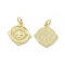 Rack Plating Brass Micro Pave Clear Cubic Zirconia Pendants, Long-Lasting Plated, Lead Free & Cadmium Free, with Jump Ring, Rhombus with Cross Charm, Real 18K Gold Plated, 17x15x2mm, Hole: 3mm