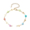 304 Stainless Steel Enamel Colorful Heart Link Chain Bracelet Making, Golden, 7-1/8 inch(18.2cm)