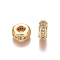 Brass Micro Pave Clear Cubic Zirconia Beads, Rondelle, Golden, 8x3.5mm, Hole: 3mm