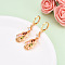 Teardrop Brass Micro Pave Cubic Zirconia Dangle Leverback Earrings, Long-Lasting Plated, Golden, Colorful, 39x12mm