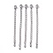Tarnish Resistant 304 Stainless Steel Chain Extender, with Lobster Claw Clasps and Bead Tips, Stainless Steel Color, 68.5mm, Link: 4x2.8x0.5mm, Clasp: 9.3x6x3mm