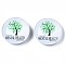 Glass Paper Snap Buttons, with Plastic & Iron Snap Caps, Garment Buttons, Flat Round, Tree Pattern, 35x13~14mm