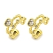 Brass Micro Pave Clear Cubic Zirconia Cuff Earrings for Women, Crown, Real 18K Gold Plated, 14.5x7mm
