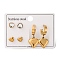 304 Stainless Steel Stud & Hoop Earrring Set for Women, with Rhinestone, Heart, Golden, 6.5x7mm
