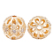 BENECREAT 10Pcs 14K Gold Plated Brass Micro Pave Clear Cubic Zirconia Beads, Round with Flower Brass Zirconia Beads for Jewelry Making
