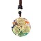 Orgonite Chakra Natural & Synthetic Mixed Stone Pendant Necklaces, Nylon Thread Necklace for Women, Flat Round, Whorl, 25.59 inch(65cm)