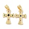 Brass Micro Pave Cubic Zirconia Pendants, Lead Free & Cadmium Free, Cross, Real 18K Gold Plated, 25.5x18x3mm, Hole: 6X4mm