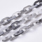 Acrylic Handmade Cable Chains, Imitation Gemstone Style, Oval, Light Grey, 15x10x3mm about about 39.37 inch(1m)/strand