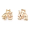 Brass Charms, Cadmium Free & Nickel Free & Lead Free, a Pair of Rabbits, Real 18K Gold Plated, 14x5.5x4mm, Hole: 2mm