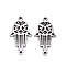 Tarnish Resistant 201 Stainless Steel Links, Laser Cut, Hamsa Hand/Hand of Fatima/Hand of Miriam, Stainless Steel Color, 19x10.5x1.5mm, Hole: 1mm