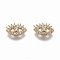 Brass Micro Pave Cubic Zirconia Cabochons, Horse Eye, Golden, Clear, 6~6.5x9~9.5x1.5~2mm