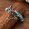 Retro Alloy & Synthetic Turquoise Charm Bracelets, Stretch Bracelets, Ox & Flower, Pale Turquoise, 7-1/2 inch(19cm)