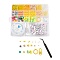DIY Keychain Making Kits, including Glass Seed Beads & ABS Plastic & Polymer Clay Beads, Alloy Clasp, Elastic Thread, Tweezers, Yellow, 3x2mm, Hole: 1.2mm
