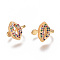 Golden Plated Brass Micro Pave Cubic Zirconia Cuff Earrings, Long-Lasting Plated, Lip, Colorful, 12x9.5x1.5mm