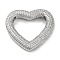 Rack Plating Brass Micro Pave Cubic Zirconia Pendants, Cadmium Free & Lead Free, Heart, Platinum, 33x35x6.5mm, Hole: 3x4.5mm