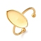 Ion Plating(IP) 304 Stainless Steel Open Cuff Ring Components, Pad Ring Setting, Horse Eye, Real 18K Gold Plated, Tray: 16x8mm, 1.5mm, Adjustable