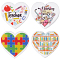 8Pcs 4 Style Heart Silicone Focal Beads, Mixed Color, 26x28x8mm, Hole: 2mm, 2pcs/style