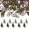 100Pcs 2 Colors Alloy Rhinestone Pendants, Clock Charms, Mixed Color, 16x9x1.5mm, Hole: 1.6mm, 50pcs/color