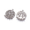 Alloy Chandelier Components Links, with Rhinestone, Flat Round with Heart, Crystal, Gunmetal, 32x24.5x3mm, Hole: 1.5mm