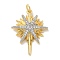 Brass Micro Pave Cubic Zirconia Pendants, Cadmium Free & Lead Free, Asterism Charms, with Jump Ring, Real 18K Gold Plated, 27.5x21x4mm, Hole: 3mm