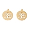 201 Stainless Steel Pendants, Manual Polishing, Flat Round with Ohm/Aum PVD Vacuum Plating , Real 18K Gold Plated, 18x16x1.5mm, Hole: 1.2mm