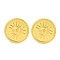 Ion Plating(IP) 304 Stainless Steel Flat Round with Sun Stud Earrings, Real 18K Gold Plated, 18.5mm