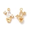 Brass Pendants, with Glass Charms, Cactus, Real 18K Gold Plated, 14.5x10x3mm, Hole: 1.2mm