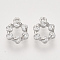 Brass Micro Pave Cubic Zirconia Charms, Nickel Free, Flower, Clear, Real Platinum Plated, 9x6.5x2mm, Hole: 0.8mm