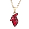 Halloween Resin Anatomical Heart Pendant Necklaces, Brass Cable Necklaces, Golden, 15.63 inch(397mm)