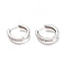 Brass Micro Pave Clear Cubic Zirconia Huggie Hoop Earrings, Long-Lasting Plated, Ring, Platinum, 13.5x14x2.5mm, Pin: 1x0.7mm