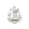 Rectangle Rack Plating Brass Micro Pave Cubic Zirconia Charms, Long-Lasting Plated, Cadmium Free & Lead Free, Platinum, Clear, 14x10.5x5mm, Hole: 1.4mm